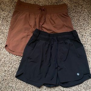 two athletic shorts